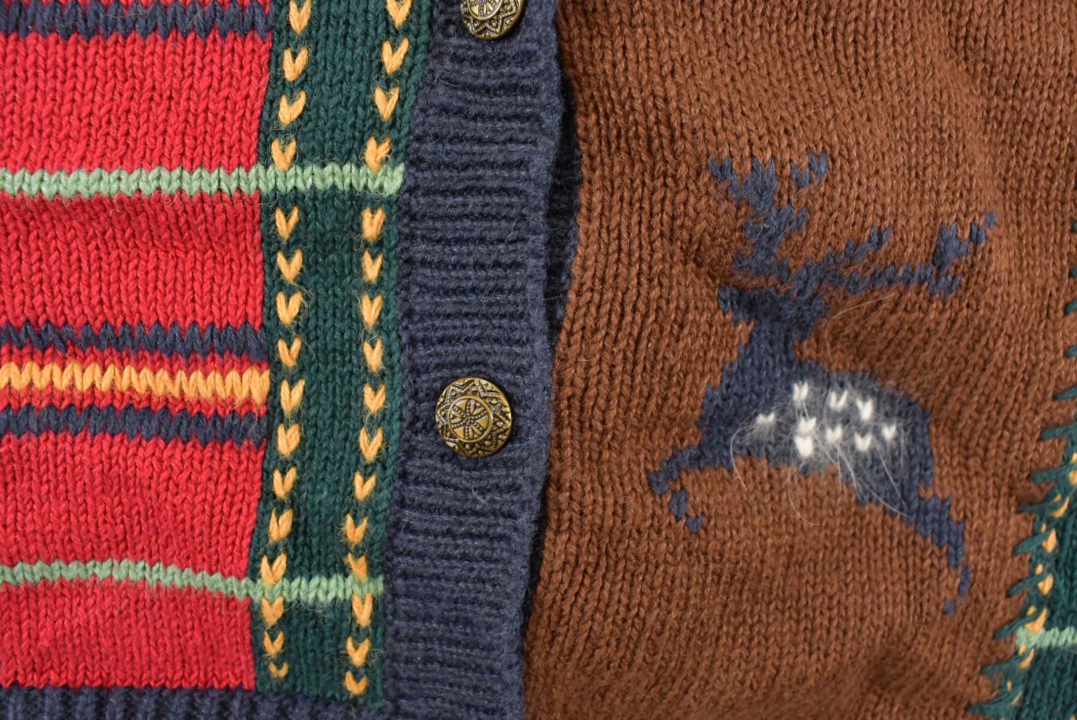 Vintage 1990s Nutcracker Christmas Theme Knit Cardigan Sweater Vest Women's Small