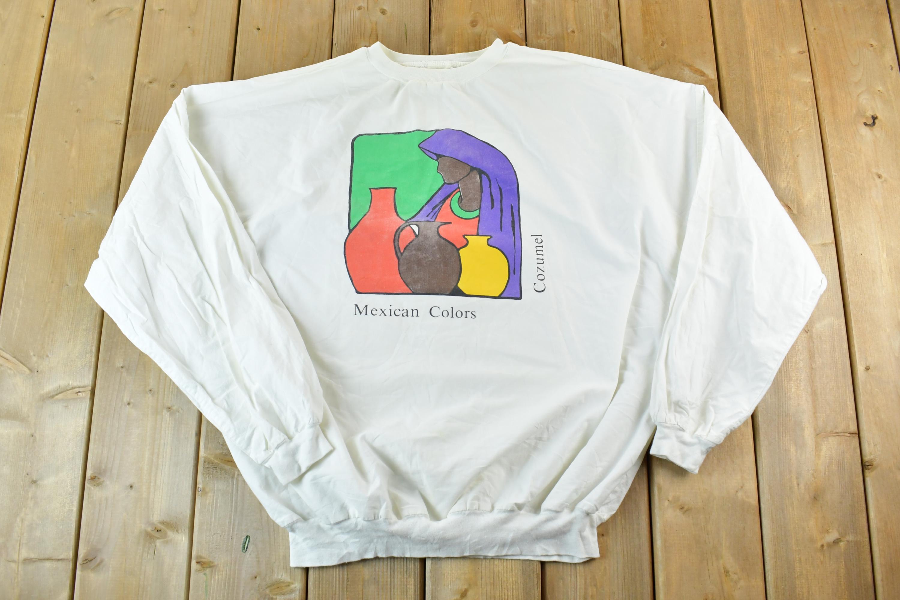 Vintage 1990s Mexican Colours Cozumel Souvenir Crewneck Sweatshirt