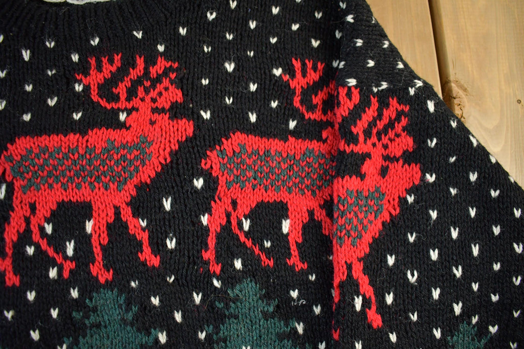 Vintage 1990s Collectif Hand Knit Abstract Pattern Wool Crewneck Sweater Adult Large