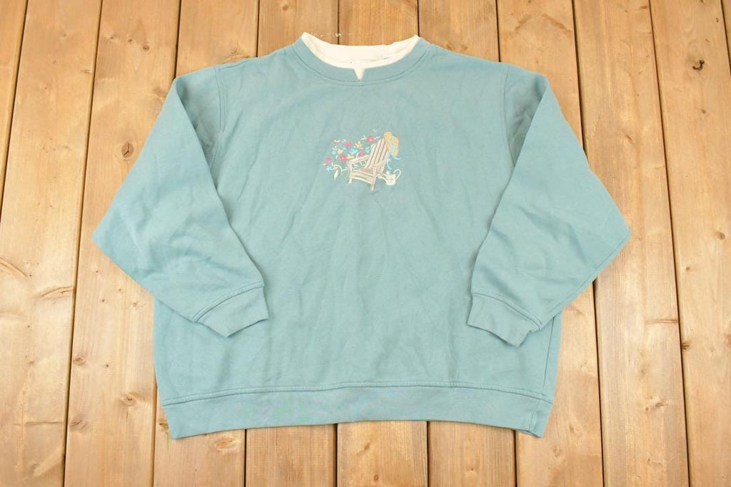 Vintage 1990s Shenanigans Embroidered Country Chair Double Collar Crewneck Sweatshirt Womens XXL