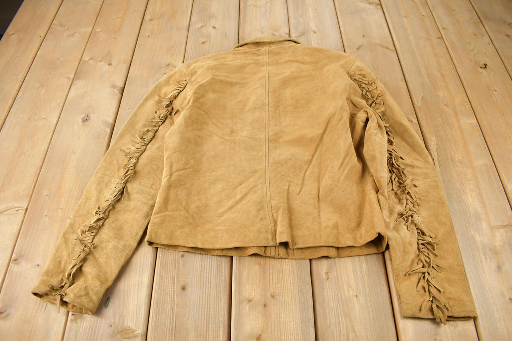 Vintage 1990s Rave 4 Real Beige Suede Fringe Jacket