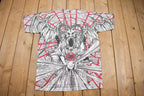 Vintage 1990s Morbid Rags Demon Graphic All Over Print T-Shirt