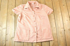 Vintage 1960s Pink Plaid Button Up Shirt Women's XL