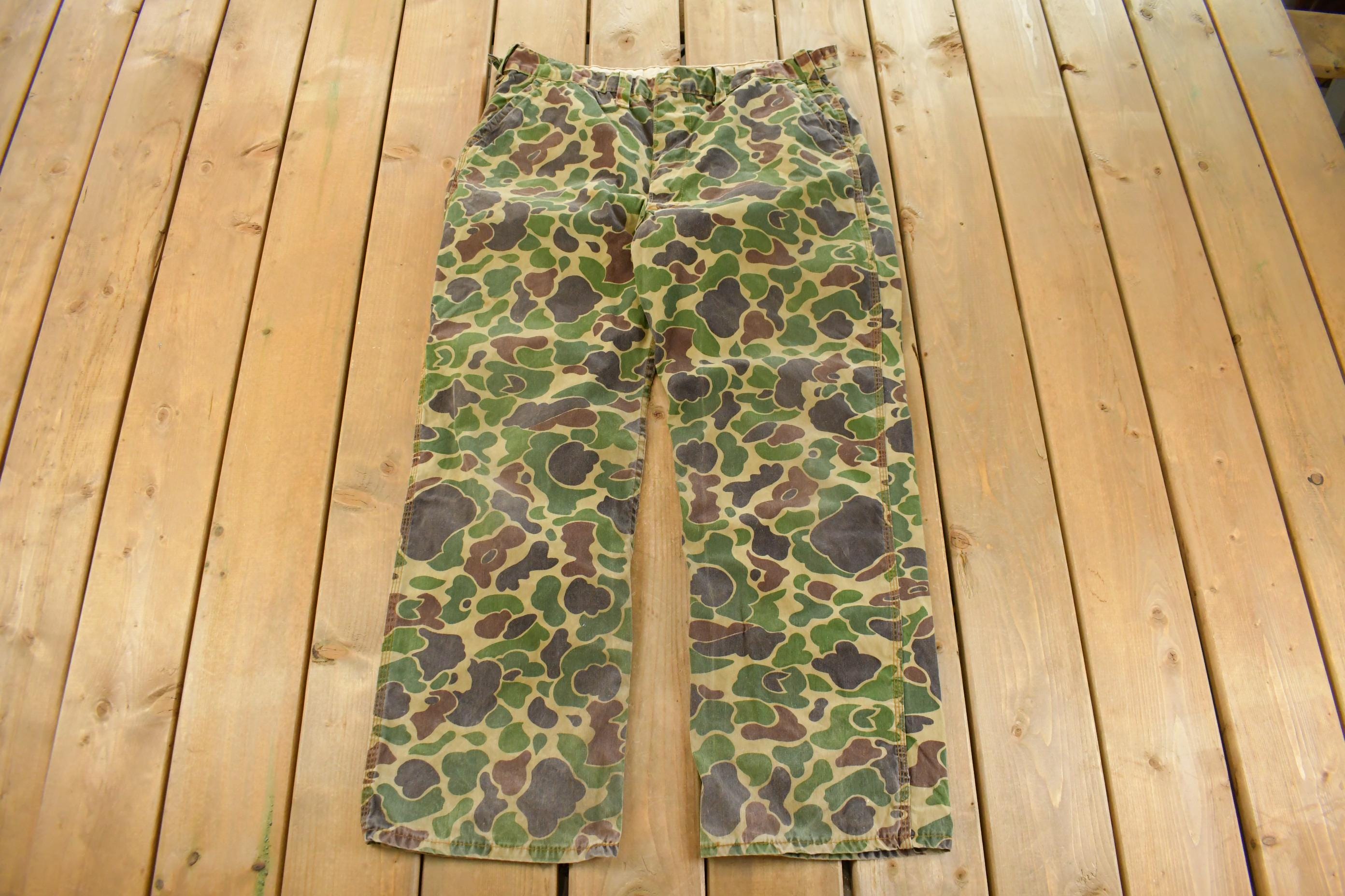 Vintage 1960s Saftbak Duck Camo Hunting Pants Men's 37 x 30 /
