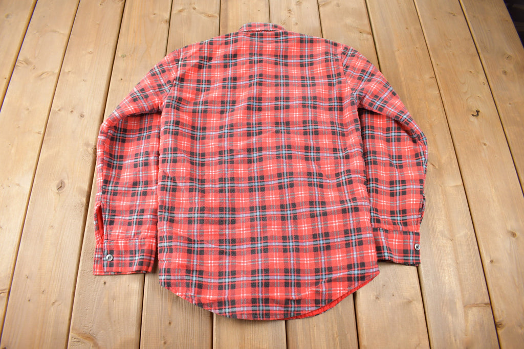 Vintage 1980s Bell Shirt Red Plaid Button Up Flannel Shirt Size S Made In Canada
