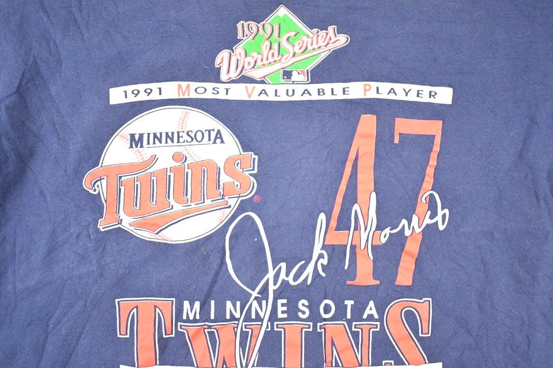 Vintage 1991 Nutmeg Mills Minnesota Twins World Series MLB T-Shirt Men's XL