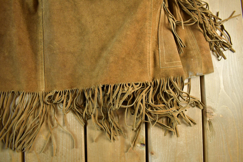 Vintage 1980s Genuine Leather Western Fringe Jacket Adult Medium
