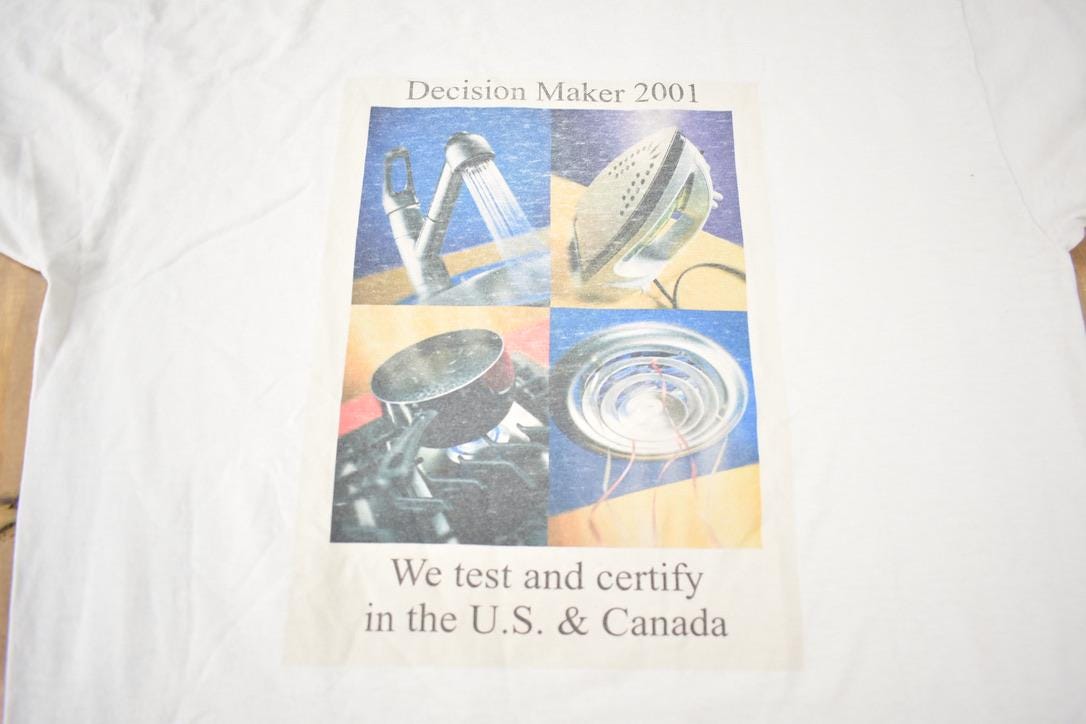 Vintage 2001 CSA International Decision Maker Souvenir Travel T-Shirt Made In Canada