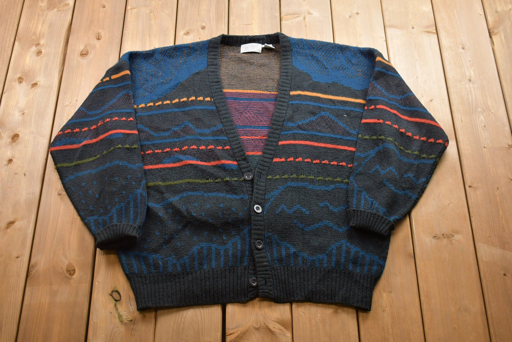 Vintage Knitted Striped Design Cardigan Sweater