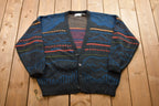 Vintage Knitted Striped Design Cardigan Sweater