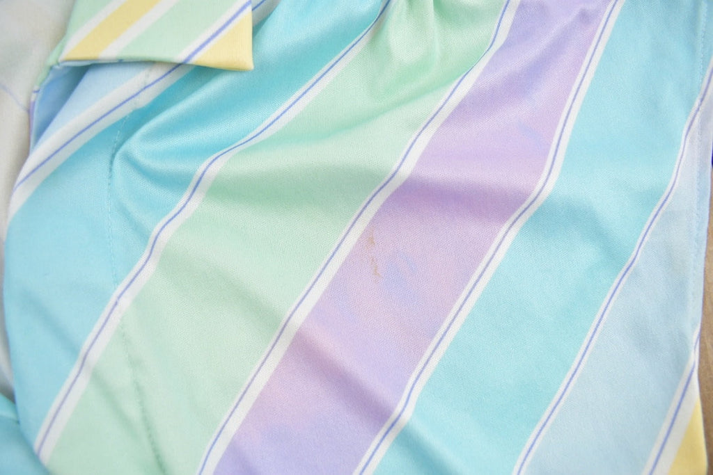 Vintage 1990s Diagonal Stripe Collar Sleeveless T-Shirt