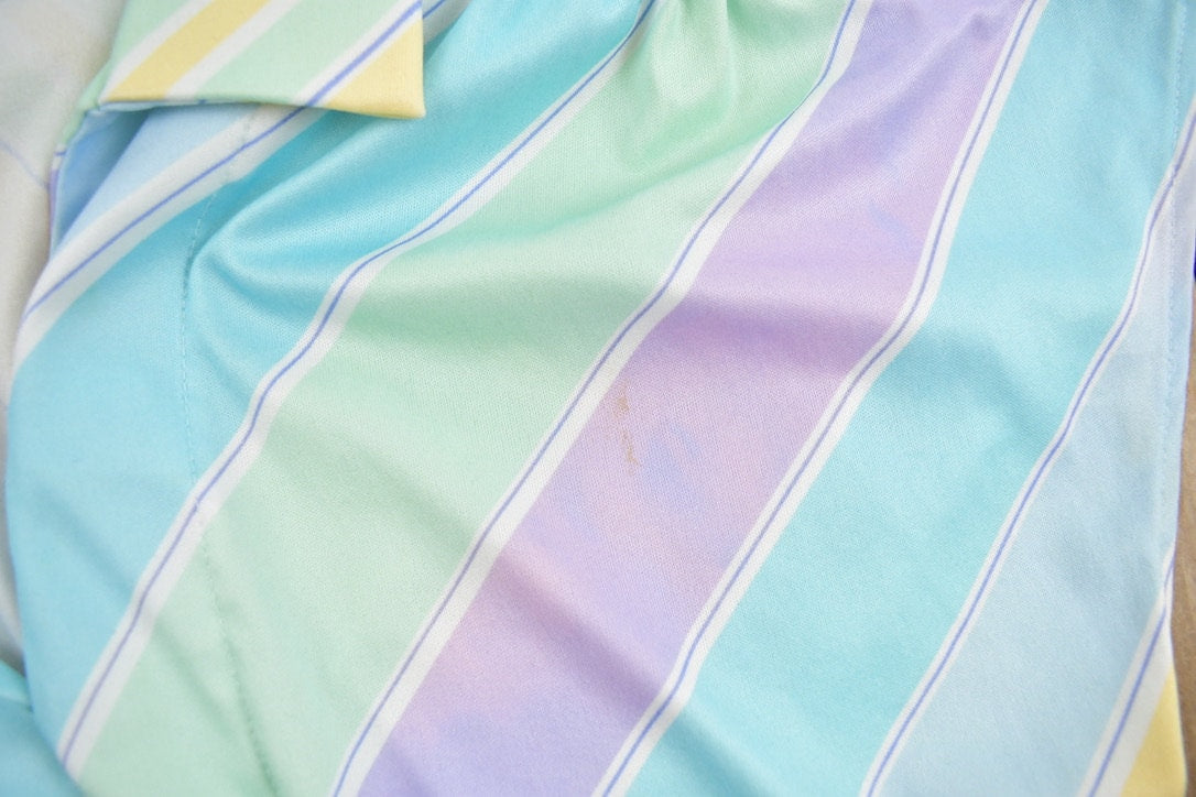 Vintage 1990s Diagonal Stripe Collar Sleeveless T-Shirt