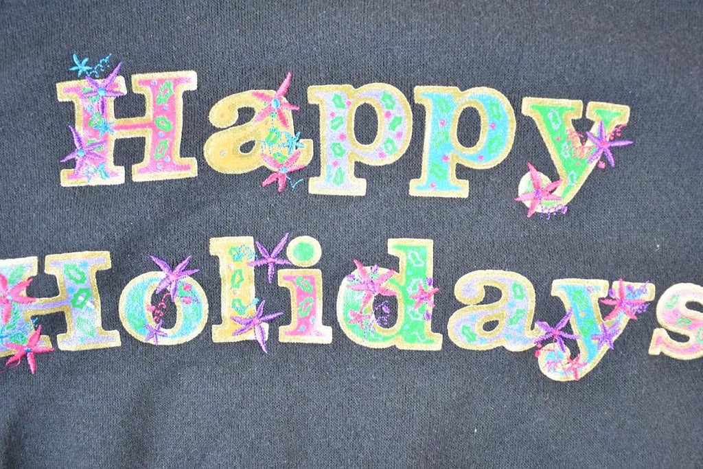 Vintage 1990s Happy Holidays Crewneck Sweatshirt Mens L