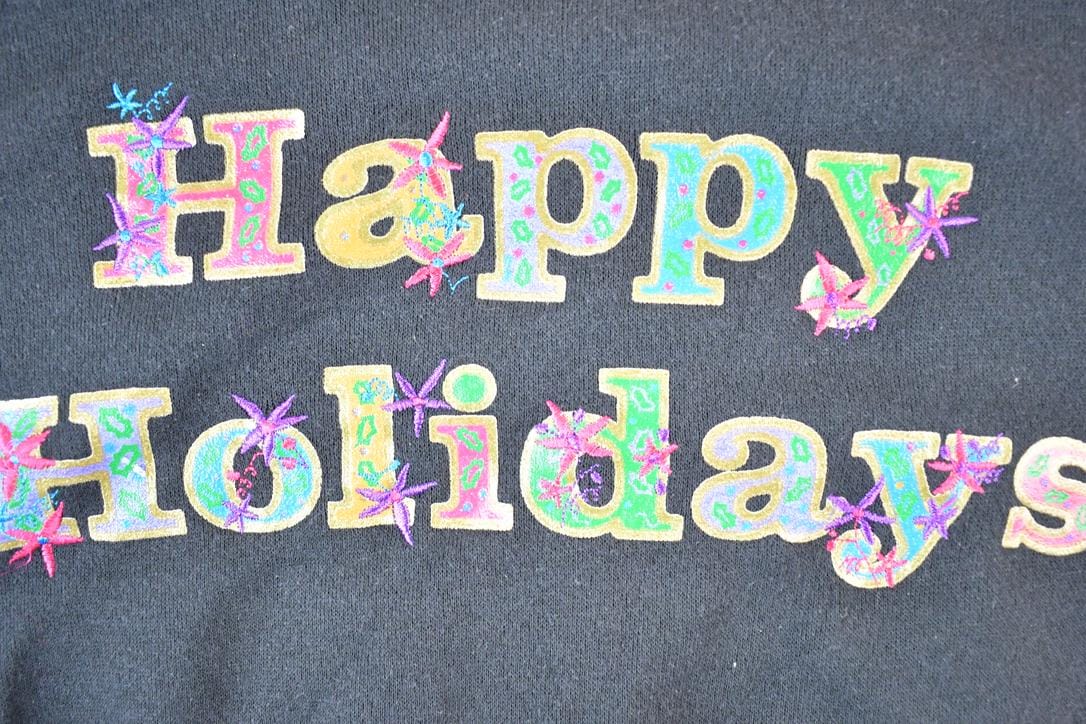 Vintage 1990s Happy Holidays Crewneck Sweatshirt Mens L