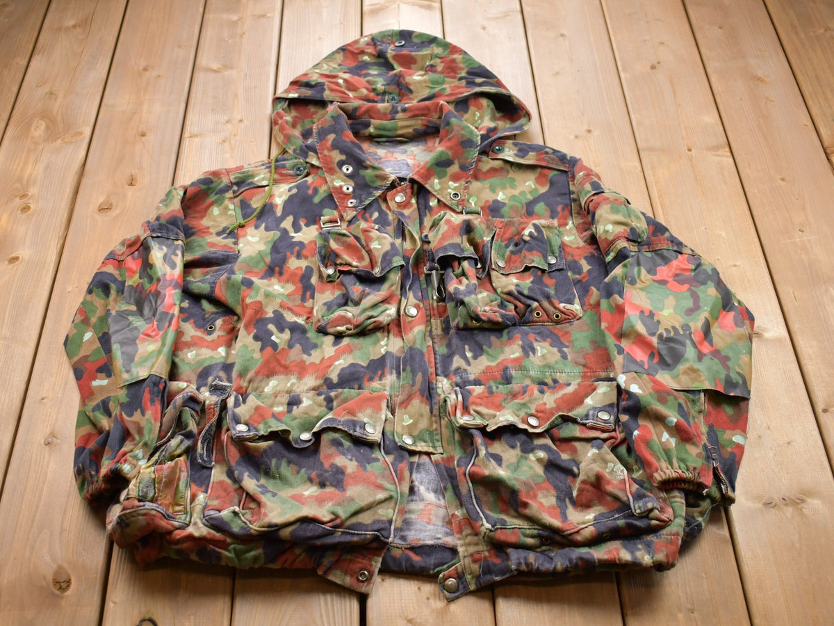 Vintage 1990s Alpenflage Camo Canvas Hooded Jacket
