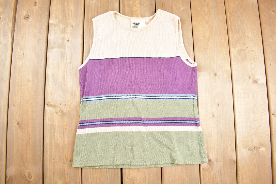 Vintage 1990s Northern Reflections Striped Knit Tank Top