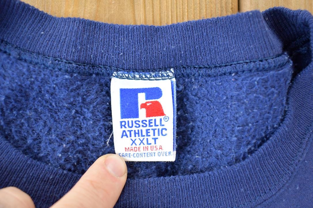 Vintage 1990s Russell Athletic Blank Blue Crewneck Sweatshirt