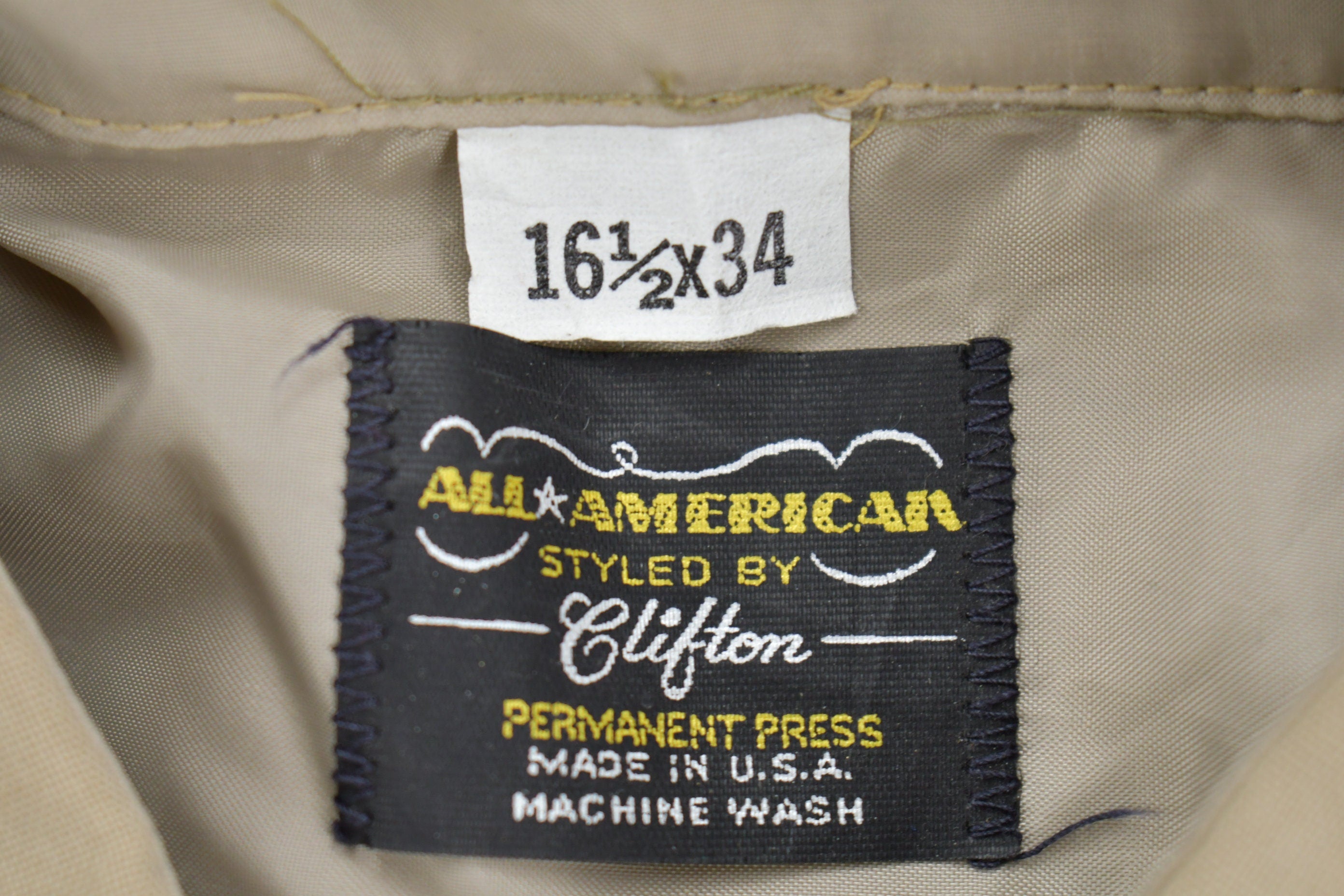 Vintage 1980s Khaki Uniform Button Up Shirt