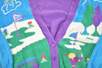 Vintage 1990s Koret Sport AOP Golfing Abstract Knit Cardigan Sweater Women's M
