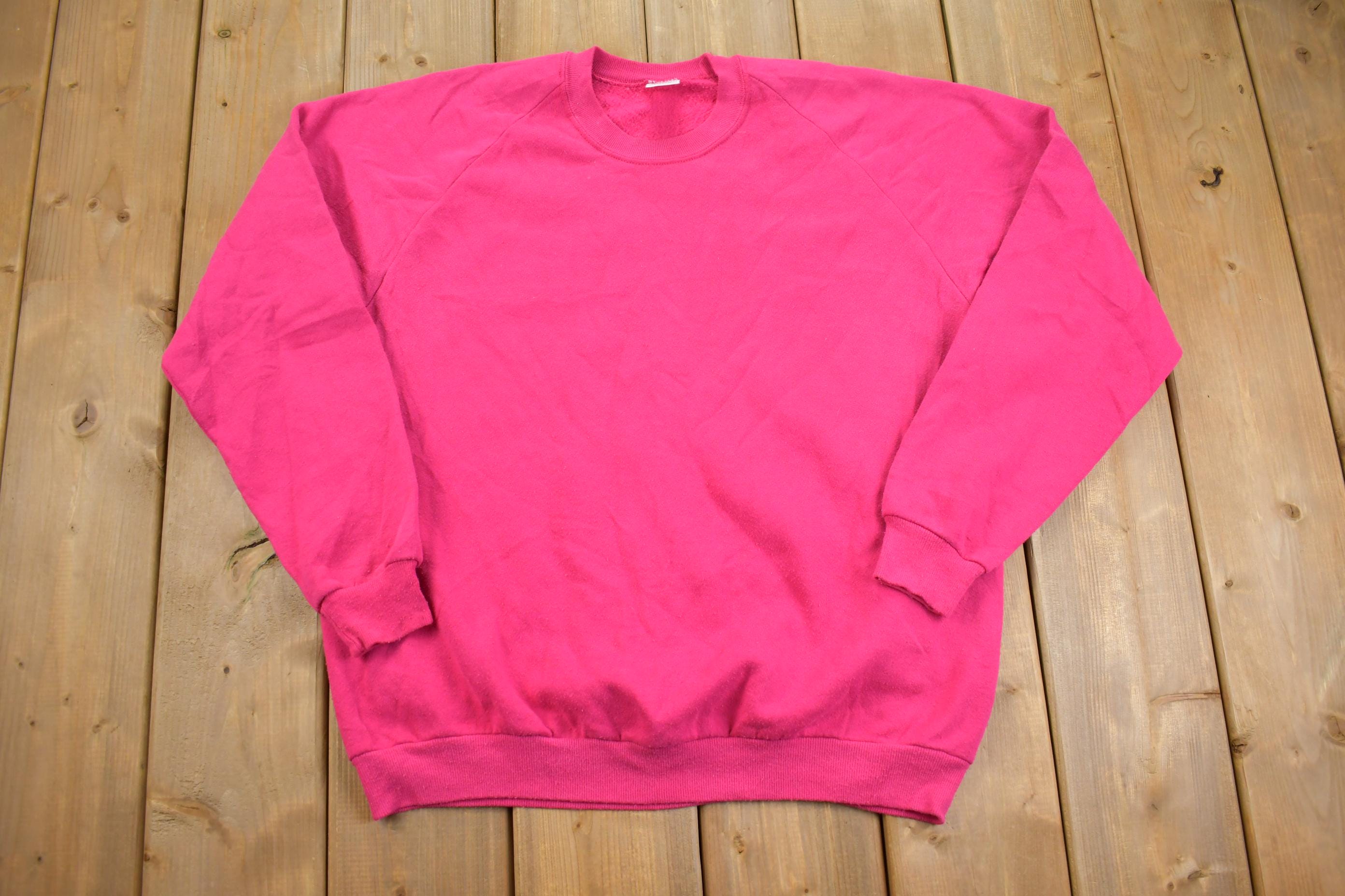 Vintage 1990s Jerzees Pink Blank Crewneck Sweatshirt Made In USA - Large