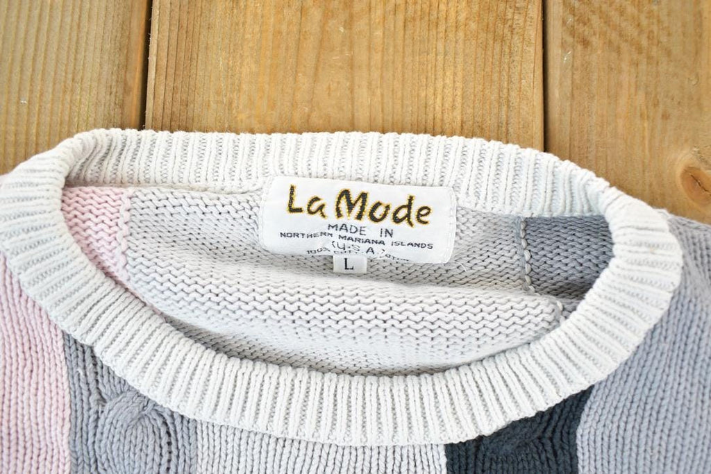 Vintage 1990s La Mode Knit Abstract Pattern Crewneck Sweater Mens Large