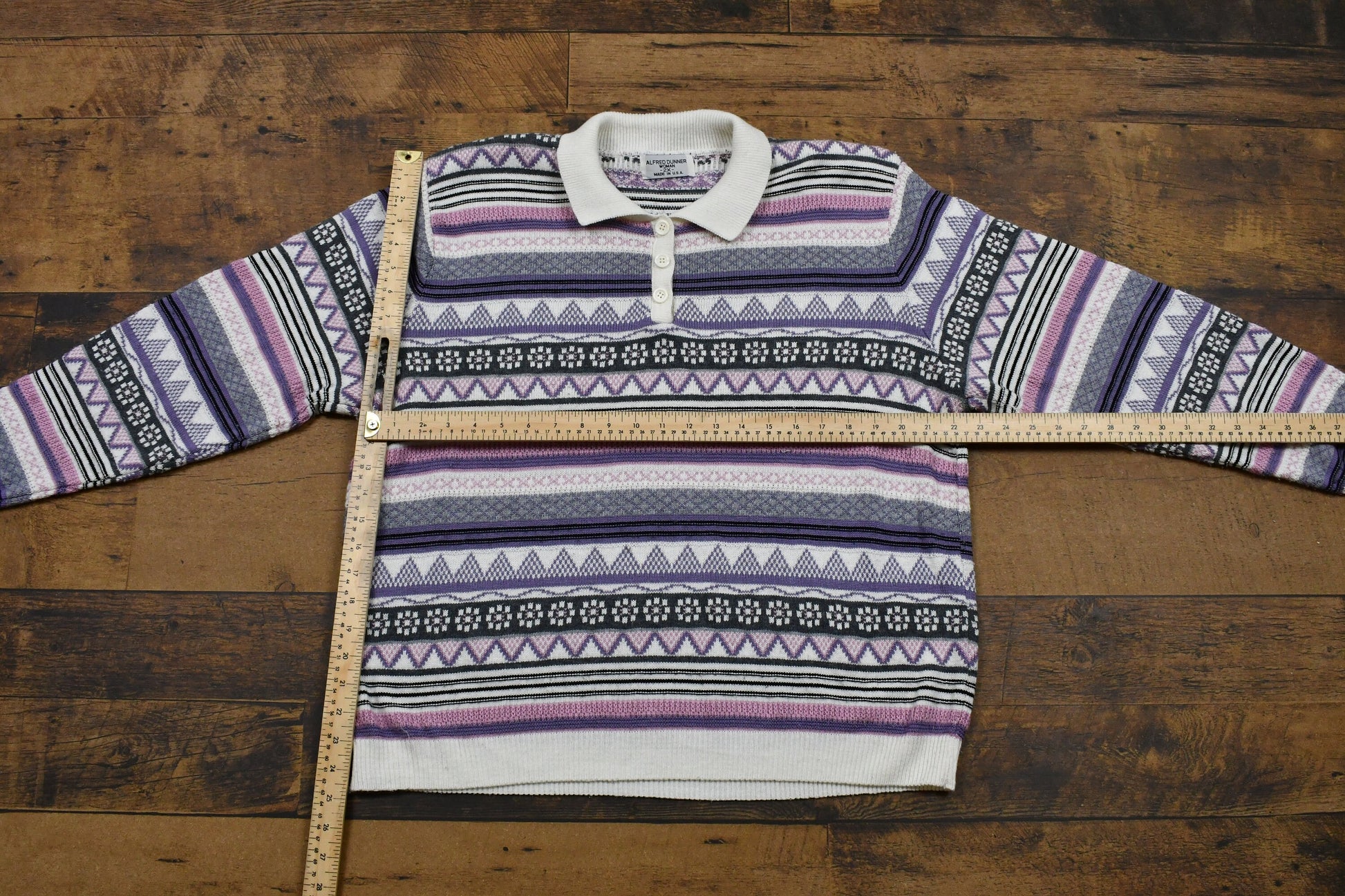 Vintage 1990s Alfred Dunner Womans Collared Knit Sweater /