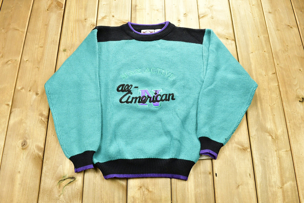 Vintage 90's Max Active All-American Knitted Youth Sweater Vintage 90s Crewneck