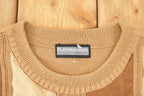Vintage 1980s Platinum Mode Suede Patch Cable Knit Crewneck Sweater Mens L