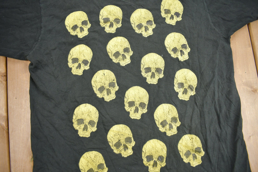 Vintage 1990s Skull Theme All Over Print Single Stitch T-Shirt