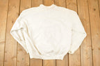 Vintage 1990s Top Stitch Embroidered Deer Graphic Print Collared Sweatshirt Womens L