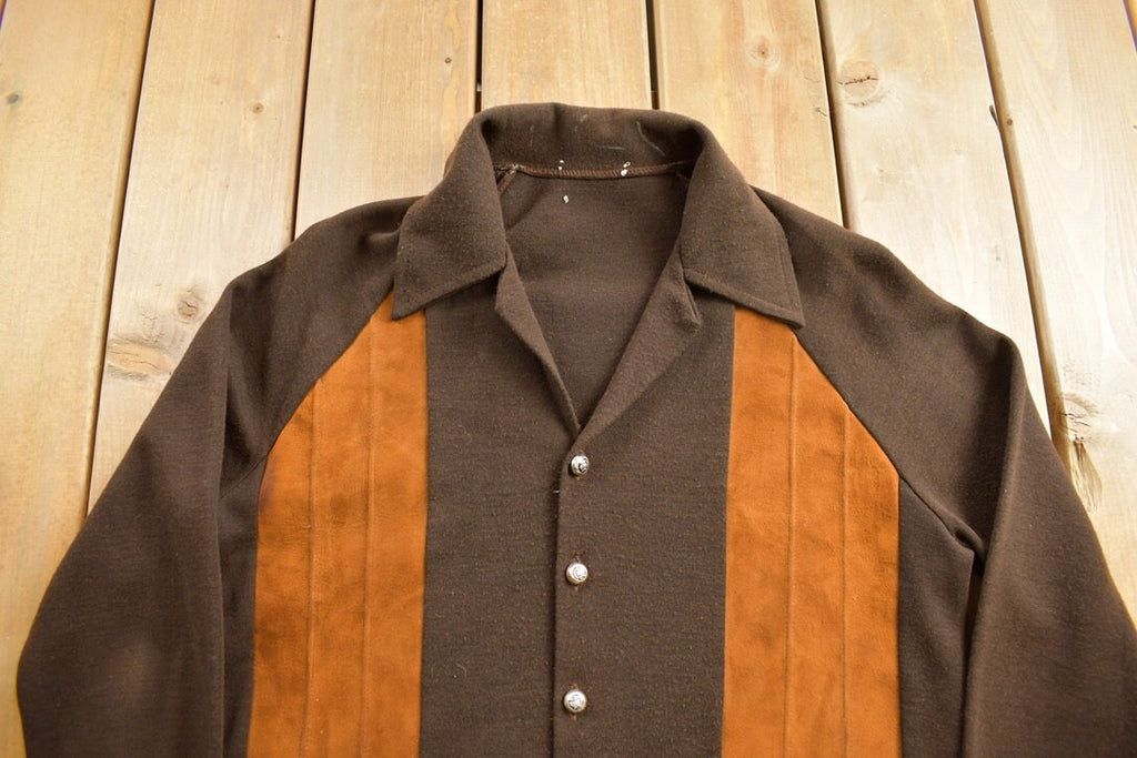Vintage 1970s Leather Panelled Light Jacket Shirt