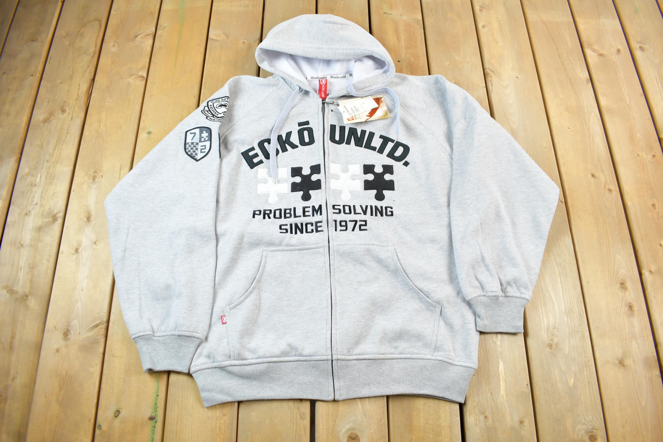 Vintage Deadstock Y2K Ecko Embroidered Zip Up Hoodie Size XL