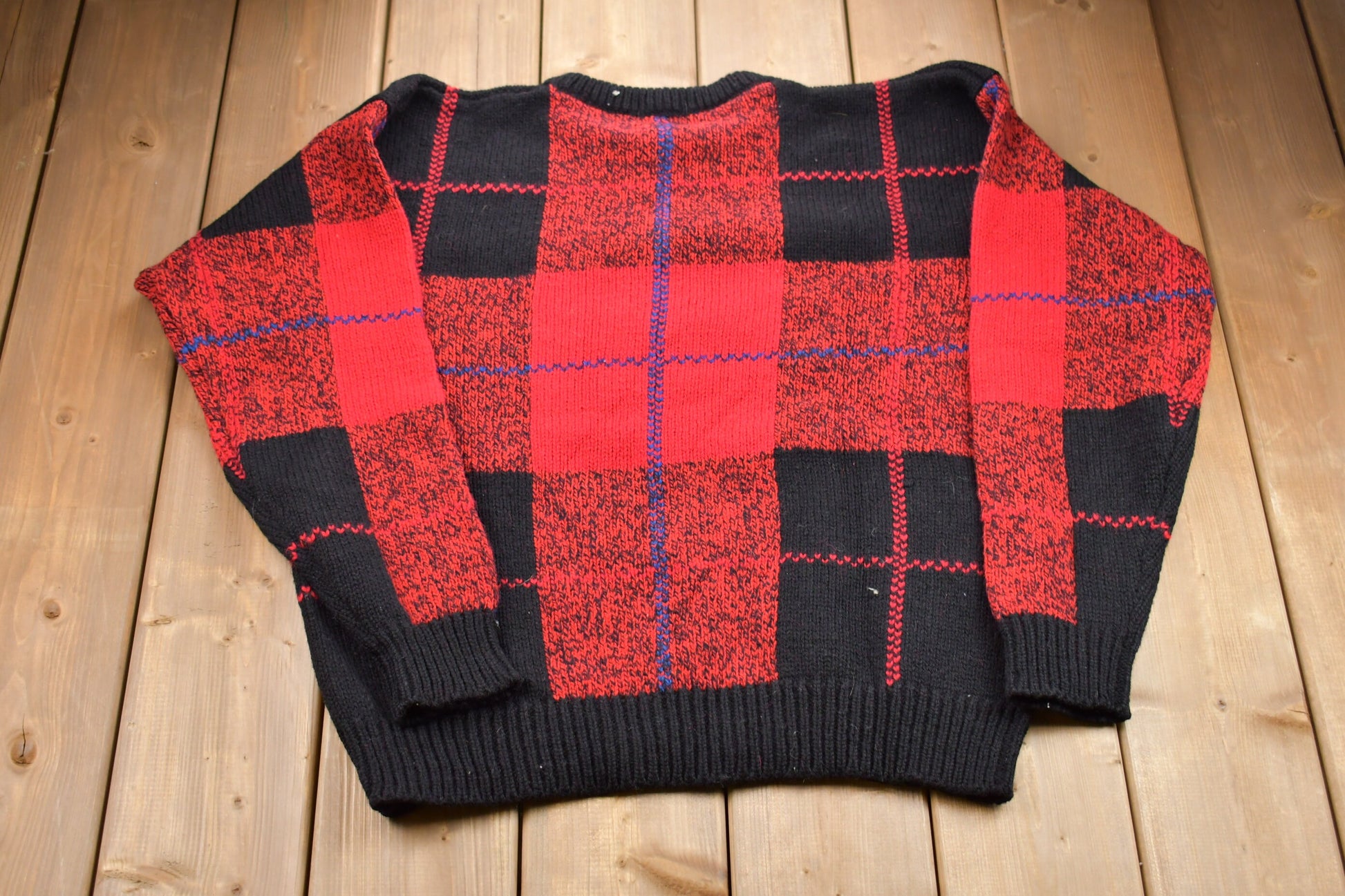 Vintage 1960s Woolrich Plaid Knitted Sweater
