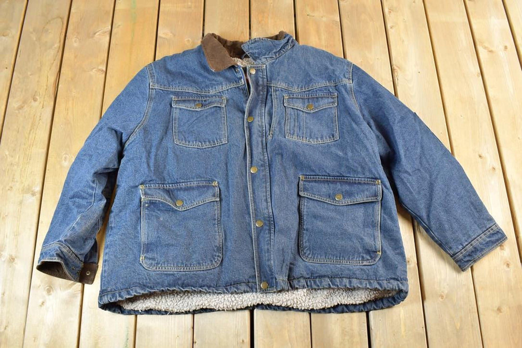 Vintage 1990s Wrangler Sherpa Lined Jean Jacket Made In USA