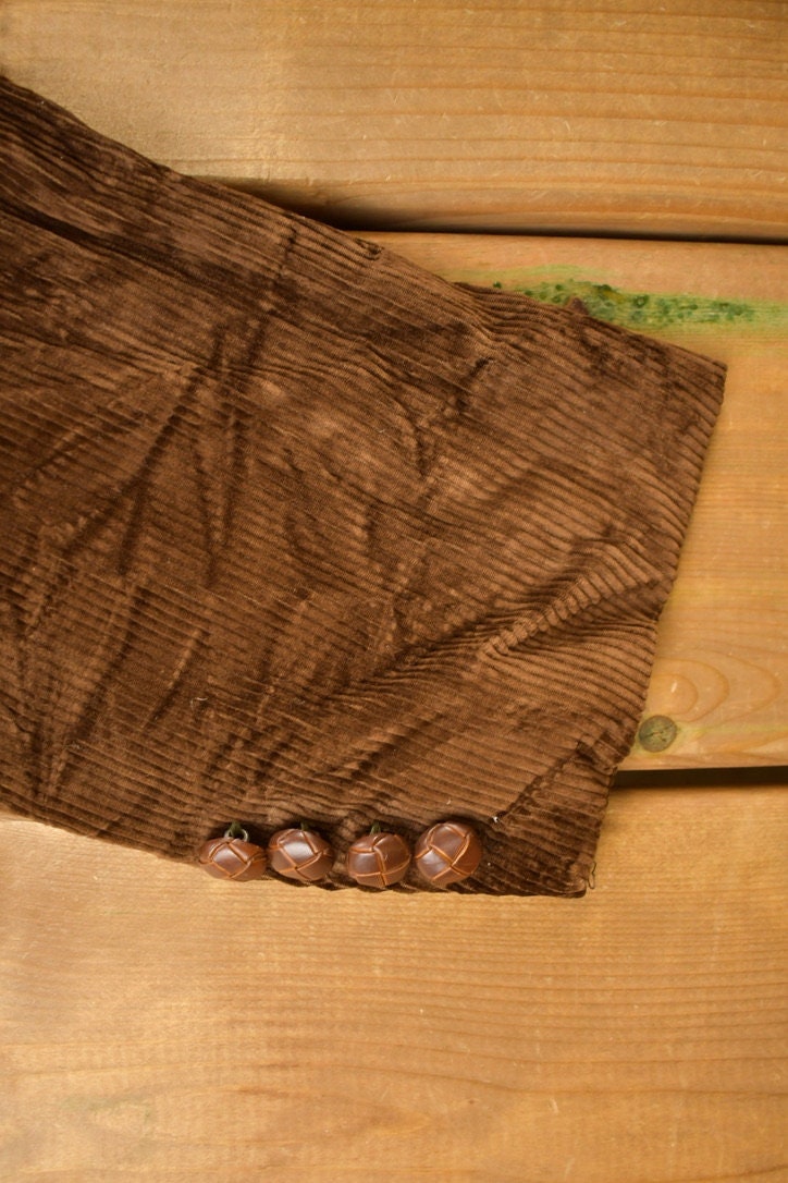 Vintage 1980s Brown Corduroy Blazer Button Up Shirt