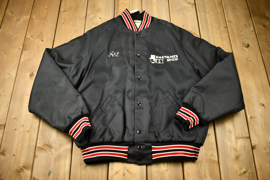 Vintage 1980s Barryames Tux Shop Snap Button Windbreaker Bomber Jacket
