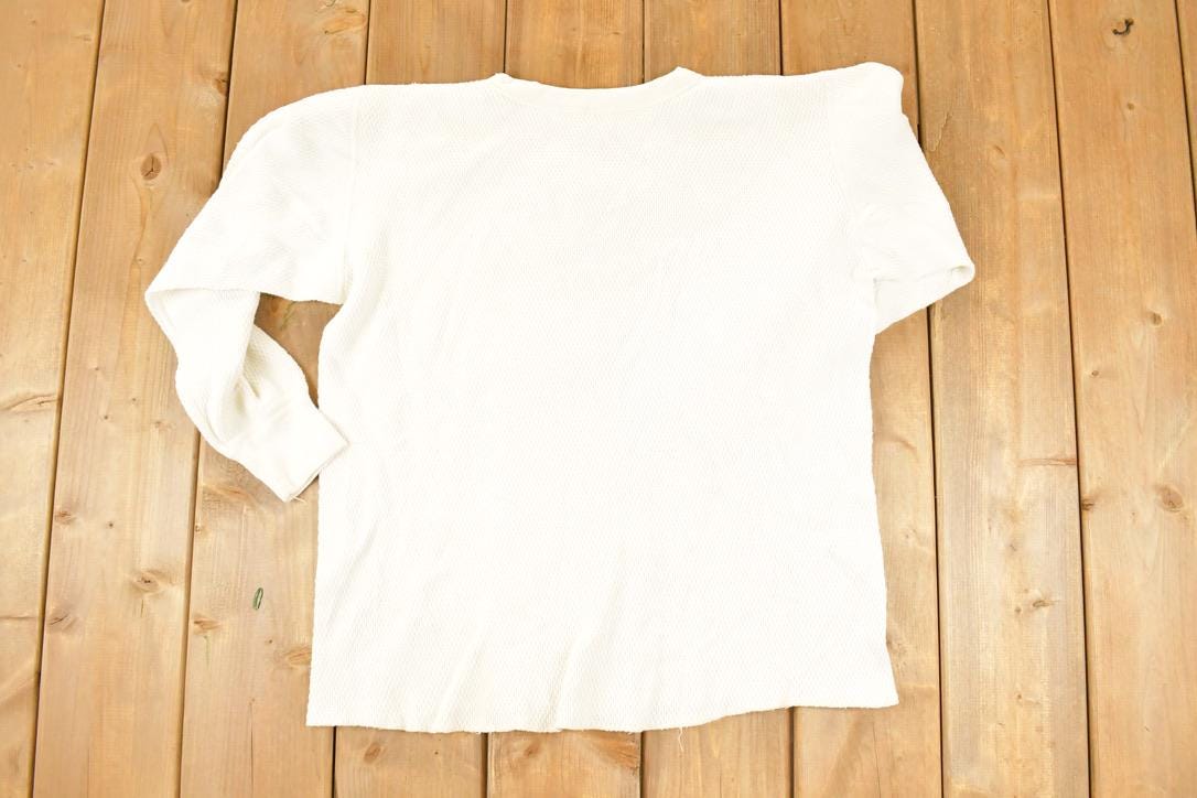 Vintage 1990s Blank Thermal Knit Crewneck Sweatshirt Men's M