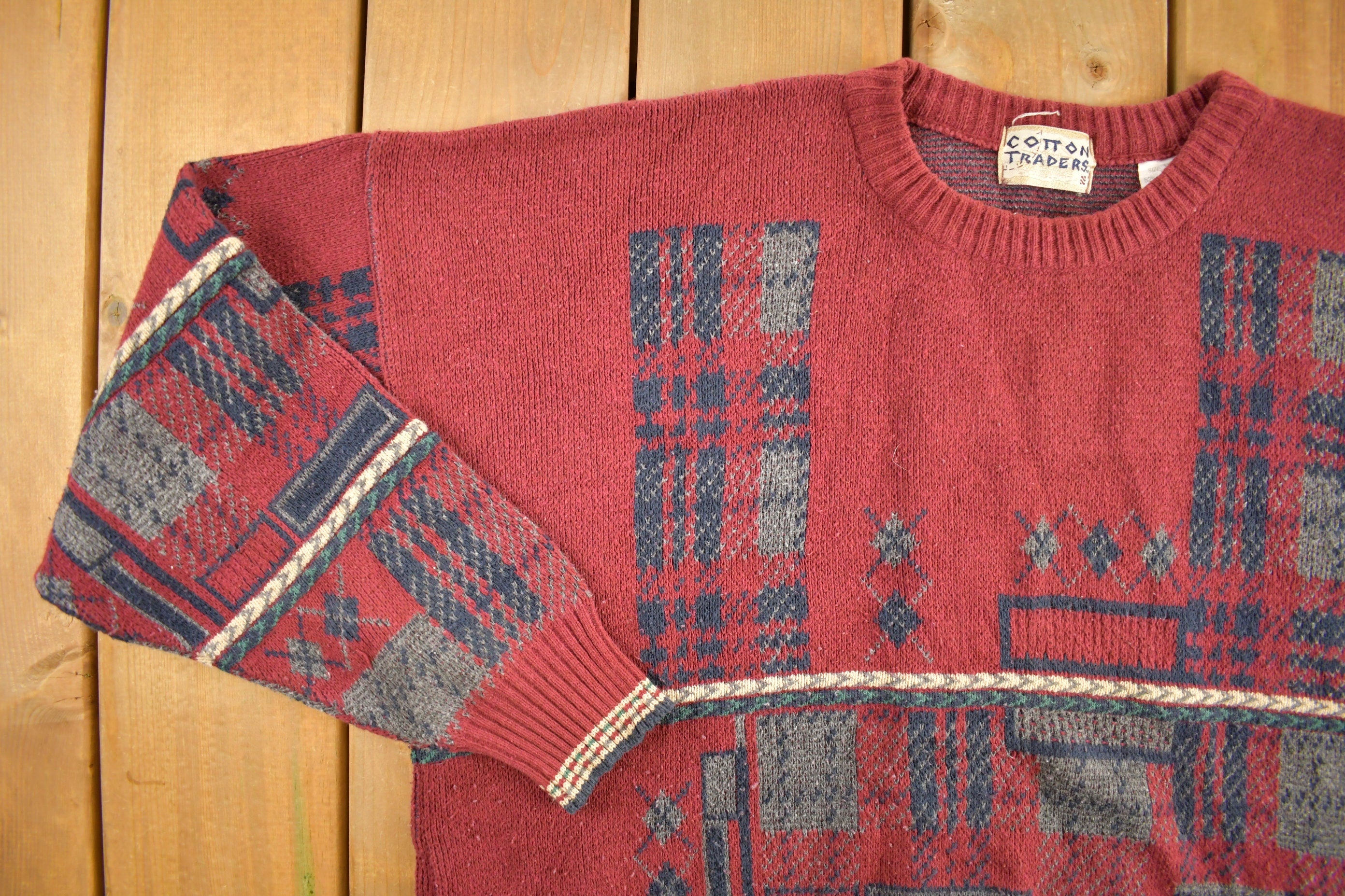 Vintage 1990s Cotton Traders Knit Crewneck Sweater