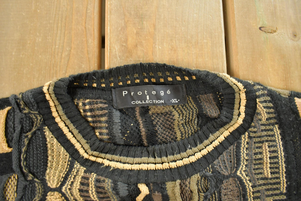 Vintage 1990s Protégé 3D Cable Knit Crewneck Sweater Men's XL