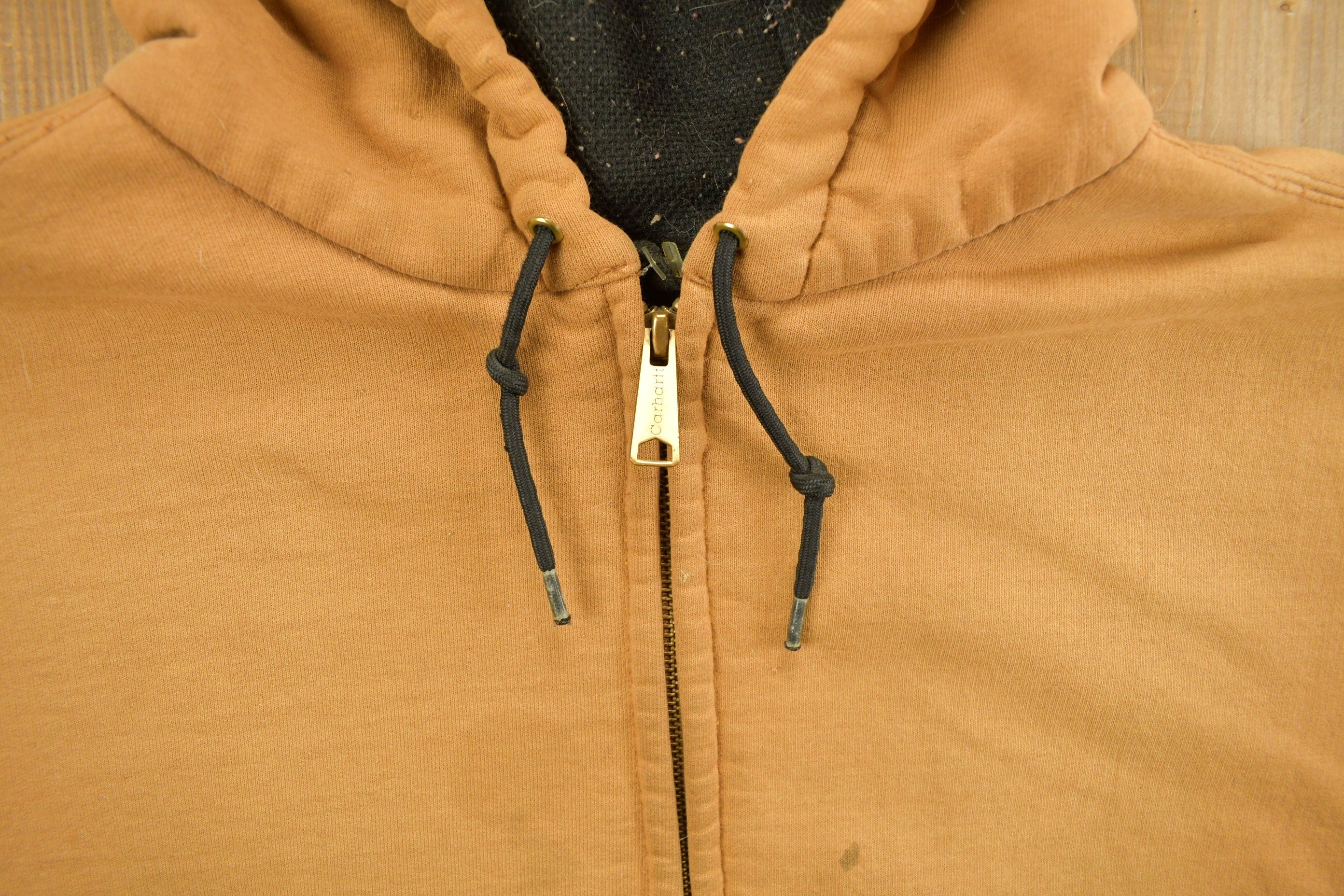 Vintage Heavily Distressed 1990s Carhartt Full Zip Fleece Lined Hoodie Sweatshirt