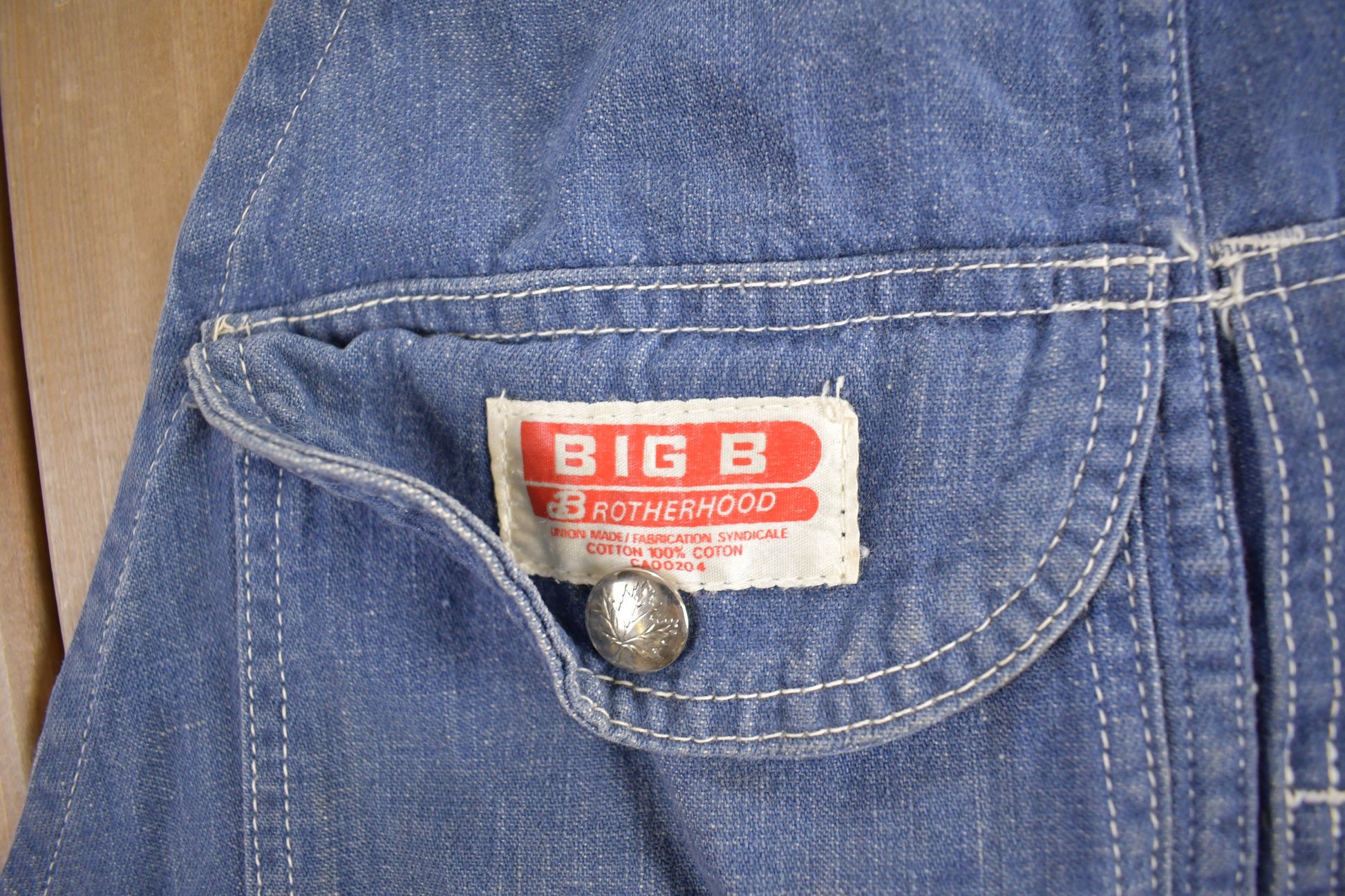 Vintage 1970s Big B Brotherhood Denim Overalls Size M