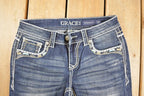 Vintage Deadstock Y2K Grace In LA Bedazzled Bootcut Low Rise Jeans Women's Size 27 x 32