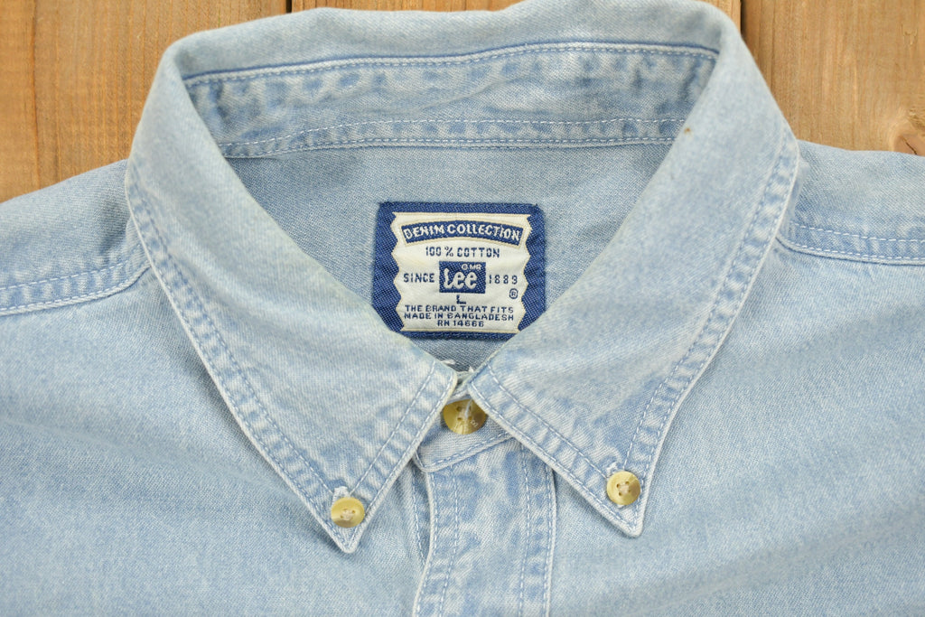 Vintage 1990s Eqvalan Embroidered Denim Button Up Shirt /