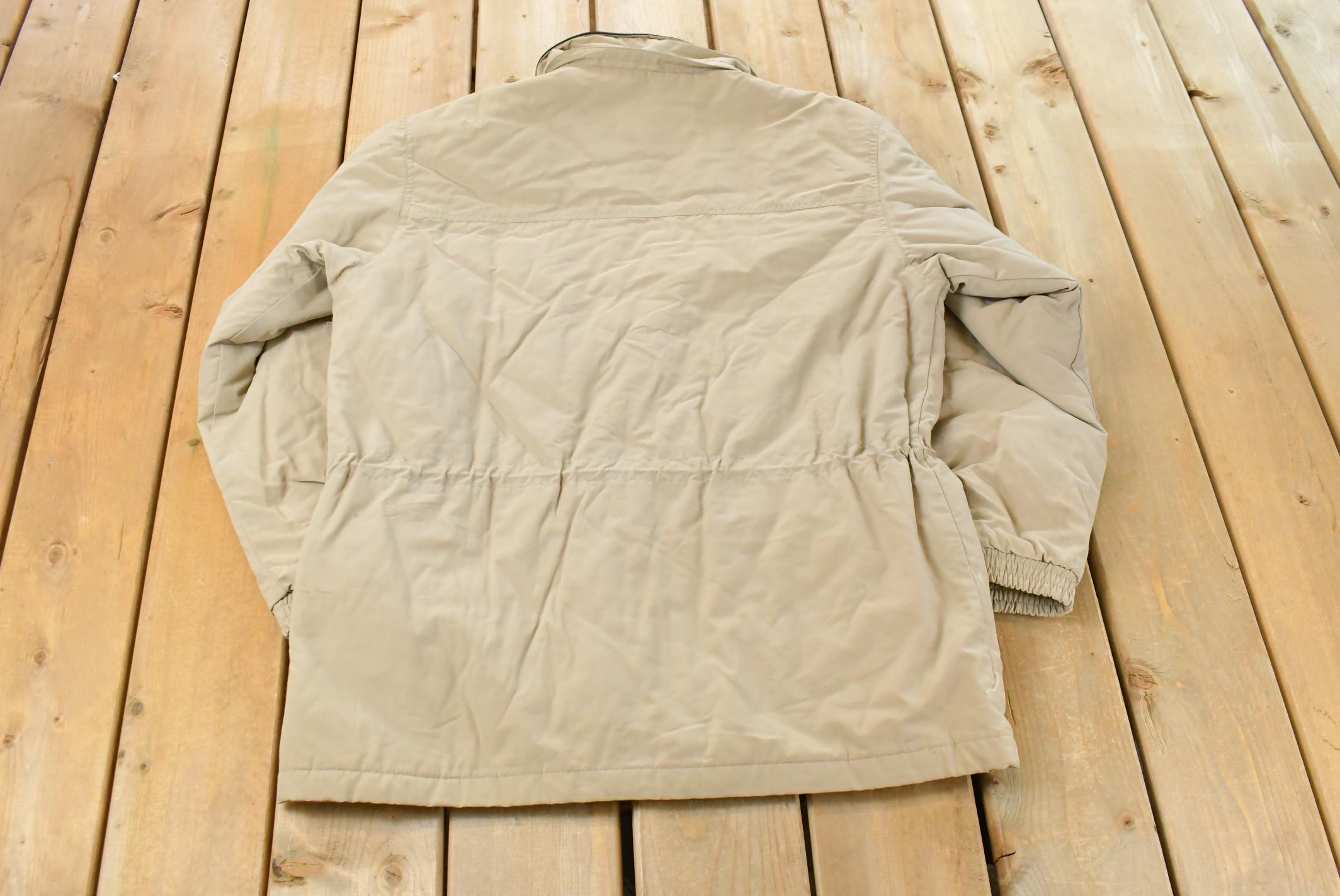 Vintage 1990s L.L. Bean Utility Parka Jacket Men's Medium / Vintage Winter Jacket / Full Zip / Streetwear / 1990s LL Bean / Beige Jacket