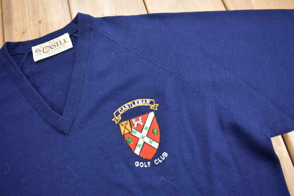 Vintage 1970s Castlebar Golf Club Knit V-Neck Sweater