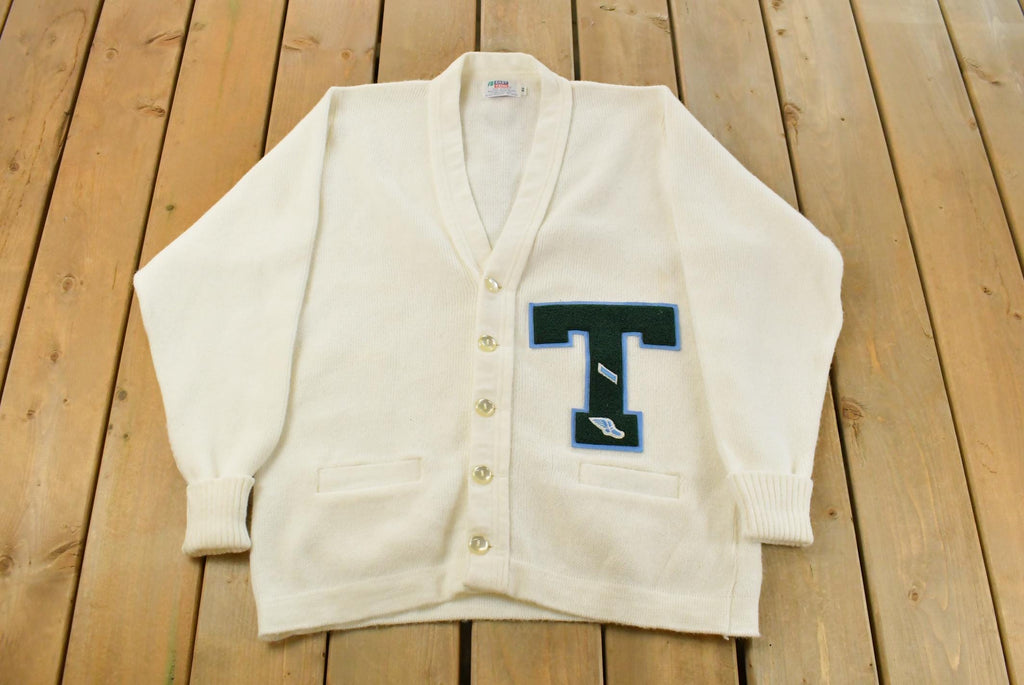 Vintage 1980s East Ten Collegiate Knit Cardigan Sweater Men's Large