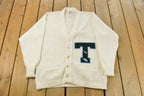 Vintage 1980s East Ten Collegiate Knit Cardigan Sweater Men's Large