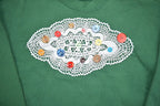Vintage 1990s Embroidered Green Crewneck Sweater  90s Crewneck  Grandma Sweater  Streetwear  Made In USA  Patchwork