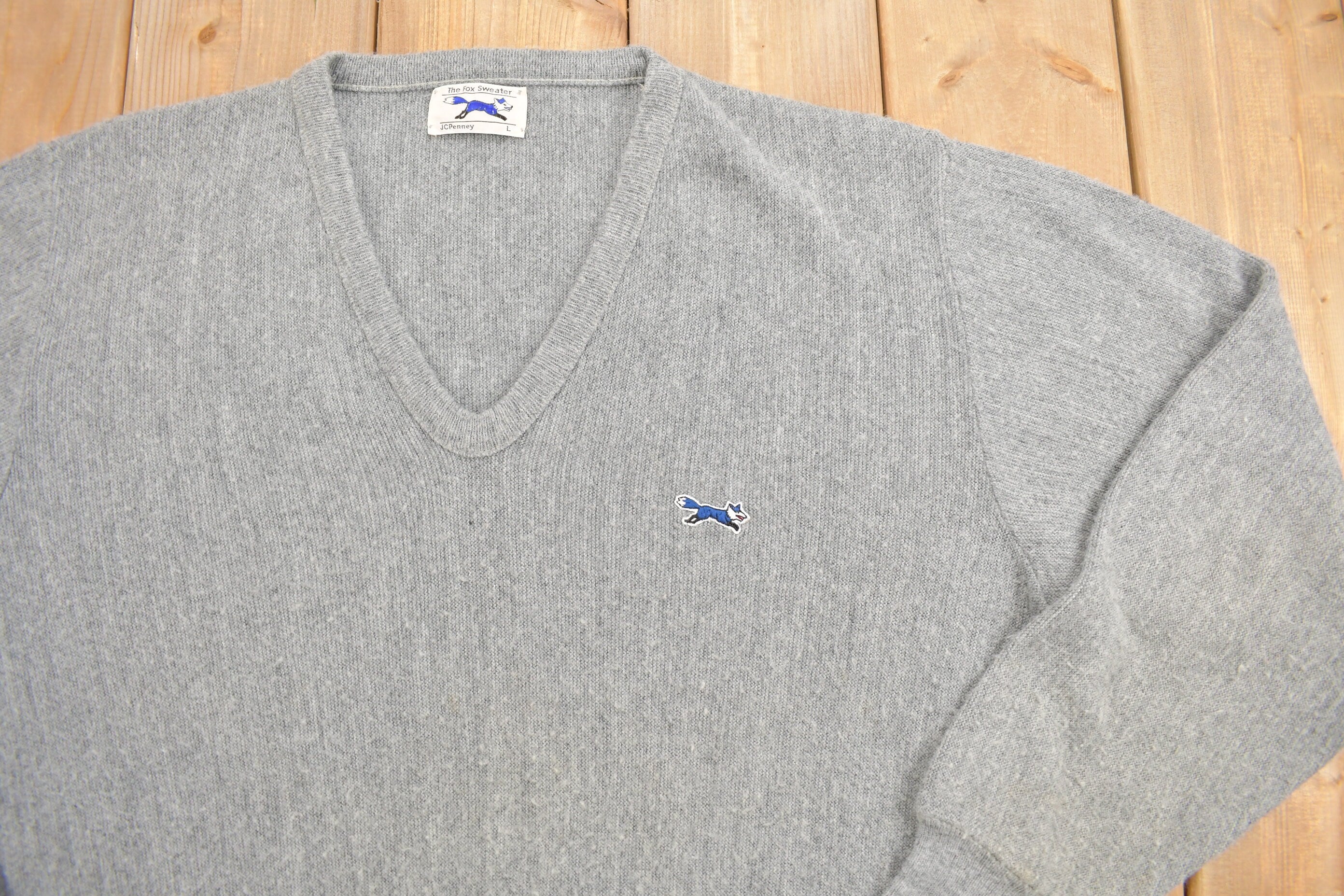 Vintage 1990s The Fox JC Penney Knit V-Neck Sweater