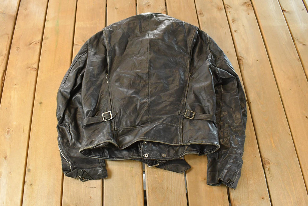 Vintage 1980s Biker Motorcycle Leather Jacket Men's Medium